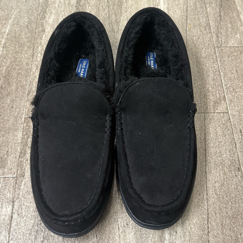 NWOT Cole Haan Men's Black Suede Moccasin Slippers size 11